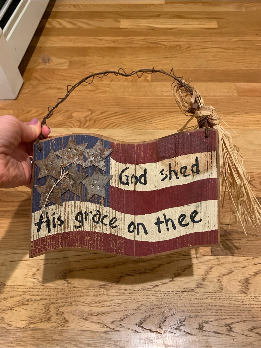 Rustic Patriotic Wall Sign - Red, White & Blue